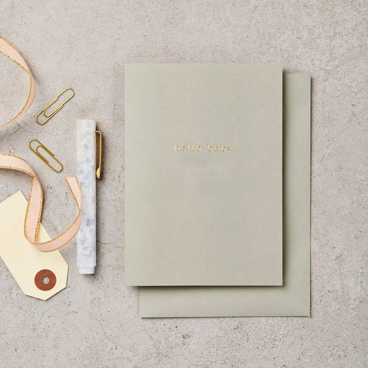 Kort - Baby shower - Hello baby - Salvíugrænt