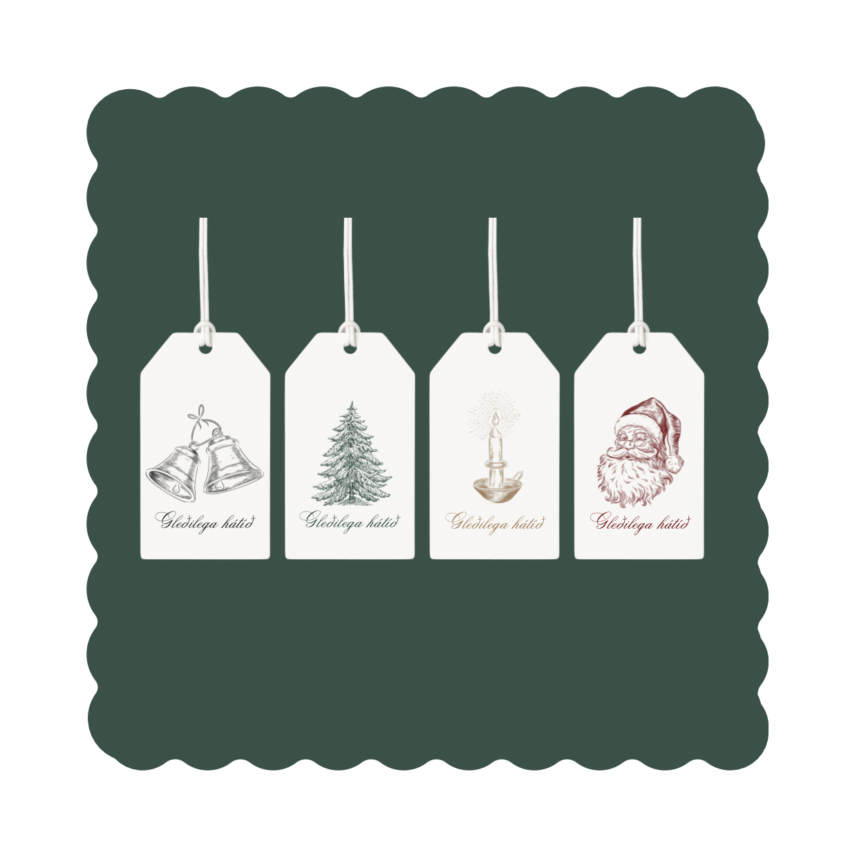 Merkimiðar - Gleðilega hátíð - 12stk