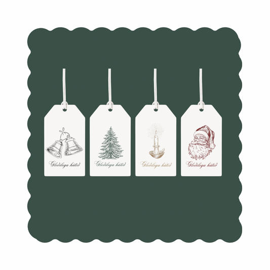 Merkimiðar - Gleðilega hátíð - 12stk